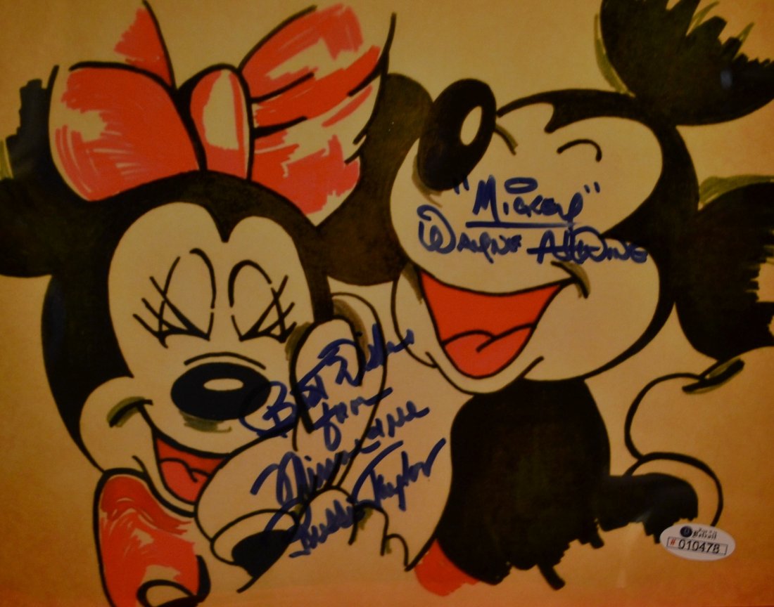 Mickey Mouse Autograph , Disney Mickey Mouse Sign: Awesome very rare transparency Film cells autograph by Russi Taylor and Wayne Allwine Mickey and Minnie and they were married , dual sign by boththese are very sought after.. these sign prints are ver