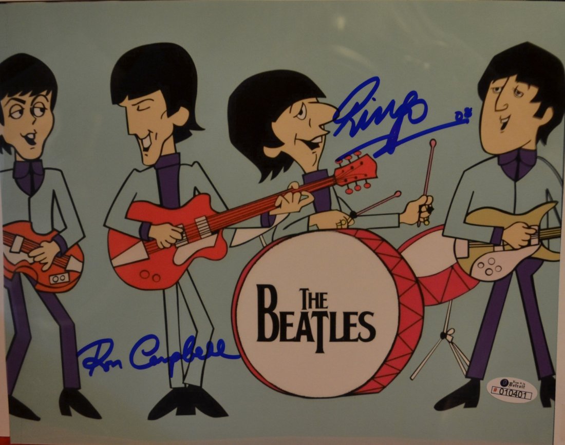The Beatles Autograph Ringo Starr , Beatles Rare: Awesome very rare sign photo of the carton The Beatles , this rare Film Cell like a Negative is Autograph By Ringo starr himself and Ron Campbell the creator of the carton .. these are very rare and v