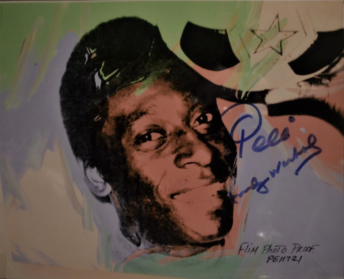 Andy Warhol Autograph Pele , Andy Warhol Sign Art: Awesome very rare hand Sign Andy Warhol Photo with Pele these were Sign by Andy Warhol and Pele and states these were a Film Photo Proof with number on them , these are very rare , we sold the Ali las