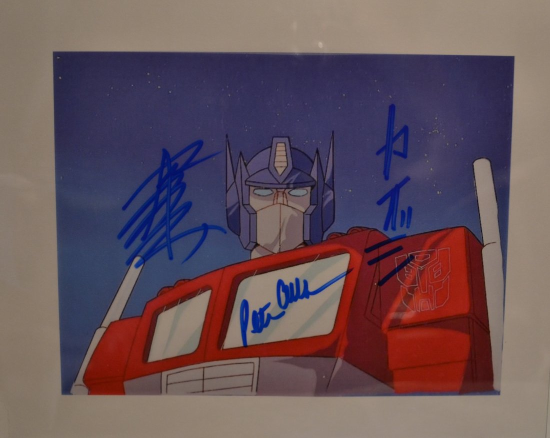 Transformers Cartoon Transparency Film Cell , Hasbro: Awesome very rare Transformers Transparency Film Cell . Autograph by peter Cullen Optumis Prime and creators , awesome rare piece.. this is an absolute beautiful signed photo... very rare All items wi