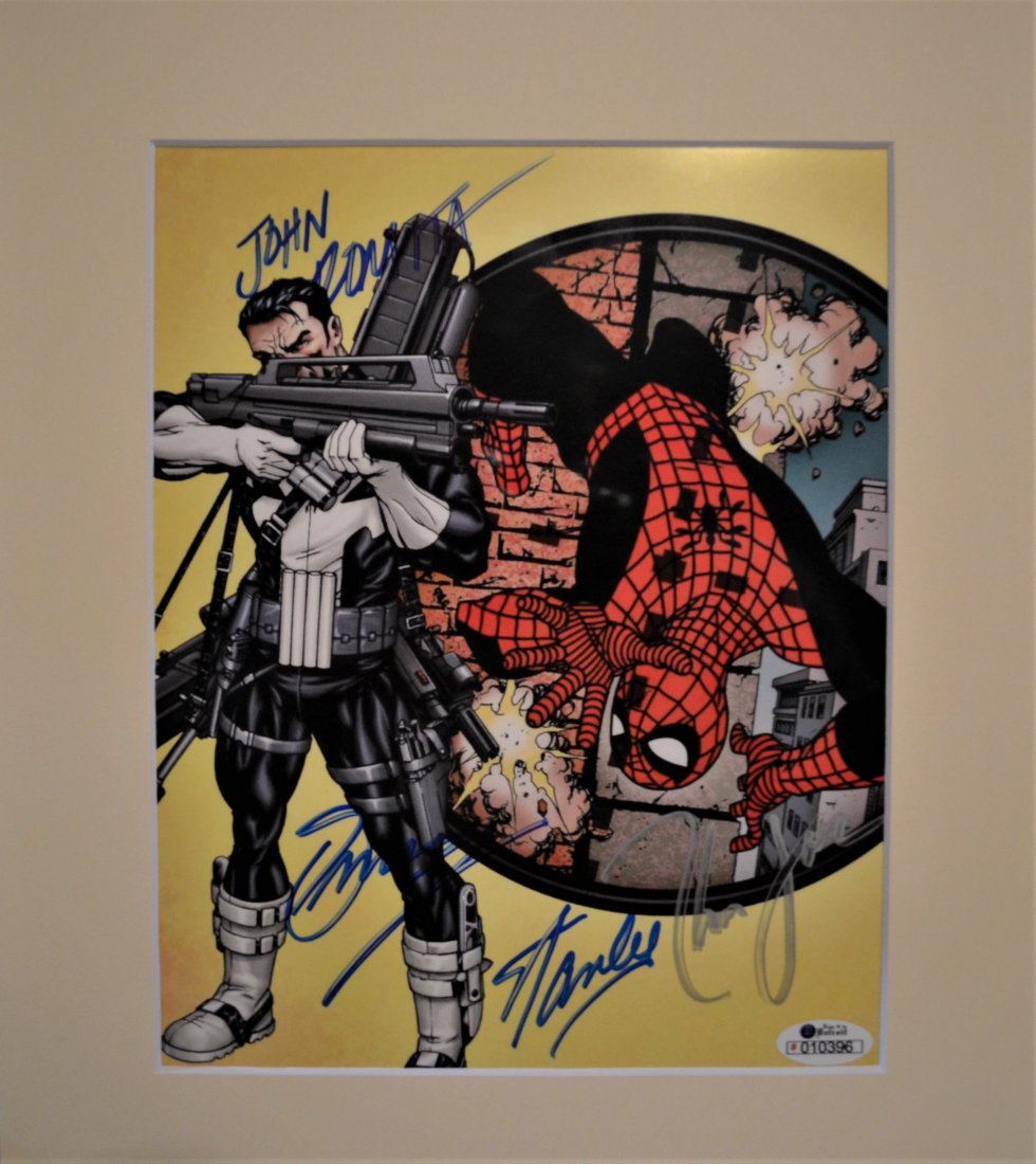 Stan Lee Autograph, John Romita Autograph , spiderman: Awesome Autograph transparency Film Photo Autograph By Stan Lee , John Romita , Gerry Conway , Thomas Jane very nice sign photo .. beautiful rare all items are for charity in Detroit Money for Auction