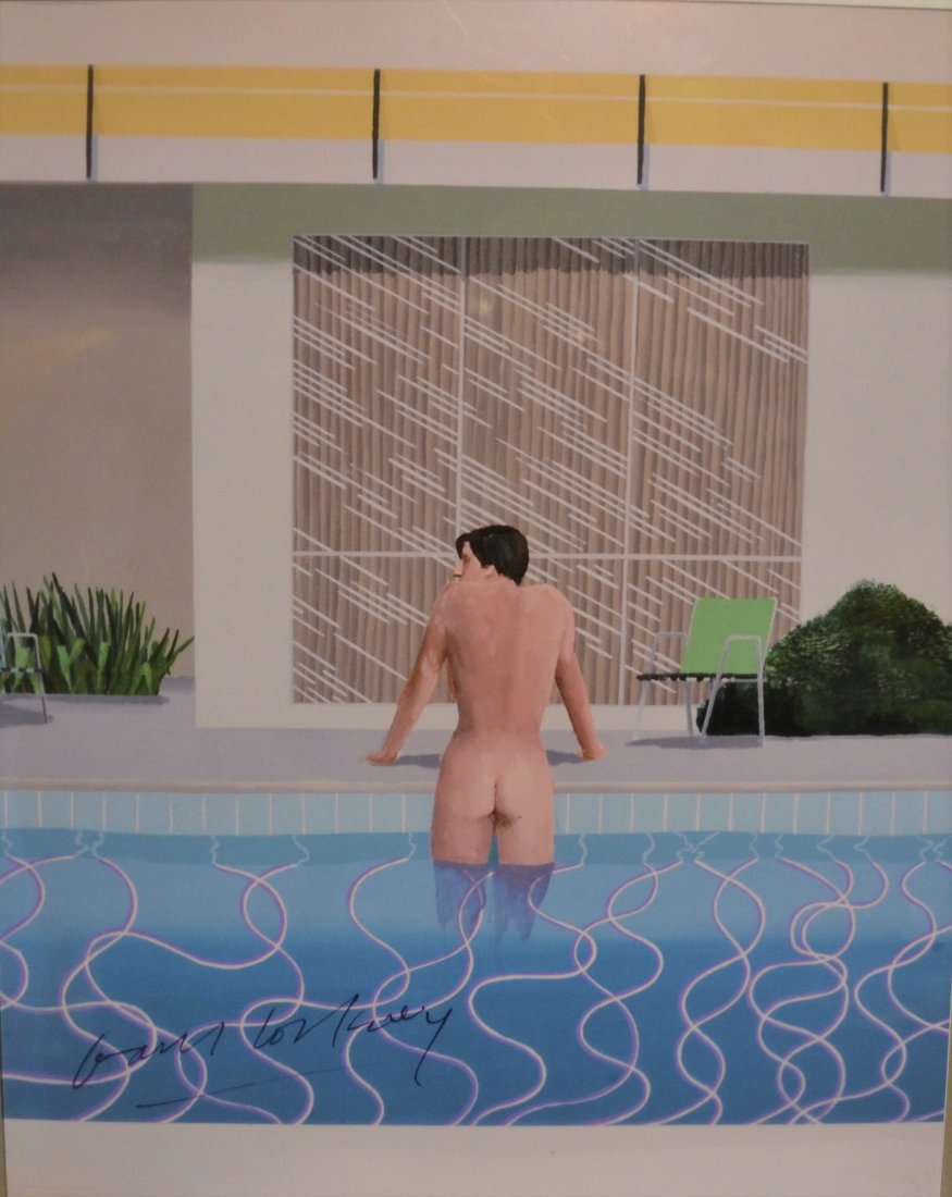 David Hockney Sign Art , David Hockney Autograph Photo: this is a rare Piece Sign by the most famous Artist right now David Hockney , this beautiful Transparency Film Art is hand sign by Hockney , beautiful item rare ..this piece is called Peter nude in Ni