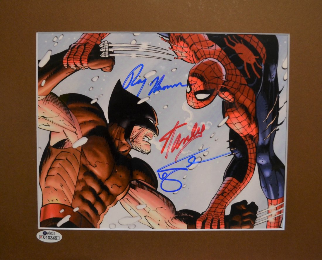 Spiderman Vs Wolverine Autograph , Stan Lee Sign Spider: Rare Autograph Transparency Film Photo Autograph By Stan Lee , Roy Thomas and Hugh Jackman super rare item , Awesome piece... all items are for charity in Detroit Money for Auction Will Help Detroit H