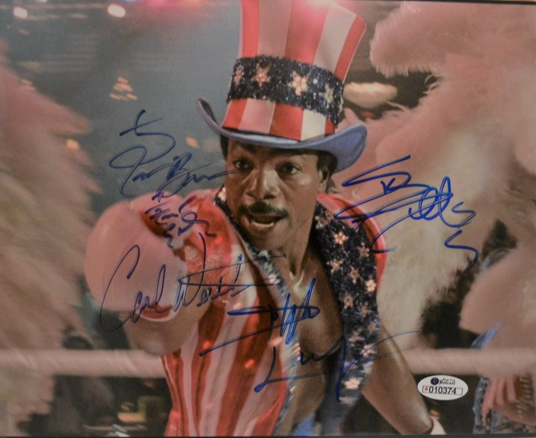 Rocky 4 Autograph , James Brown Autograph, Sly Sign: Very Rare Autograph Photo of Rocky 4 , Autograph Photo Sign By James Brown , Carl Weathers , Stallone and Dolph Loundgren , beautiful photo Absolute beautiful sign photo … you could not get this any