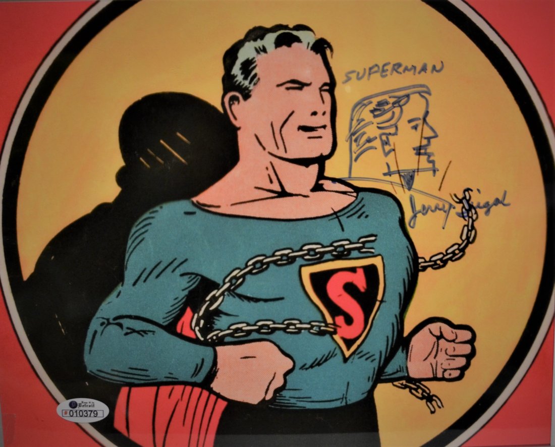 Superman Autograph Jerry Siegal Sign Drawing , Superman: Very Rare Autograph Sign Drawing of Superman By Creator Jerry Seigal , this is a beautiful Sign Sketch , these are very hard to find and sought after beautiful Transparency Film Photo Absolute beautif