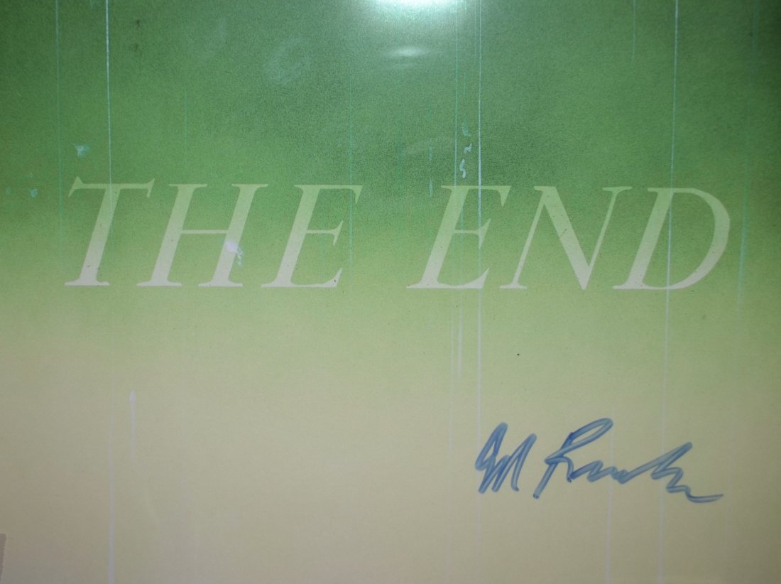 Ed Ruscha Autograph The End, Ed Ruscha Sign Art: Very Rare Autograph Transparency Film Photo Art sign by Artist Ed Ruscha , he is hot and broke records in the art world. Absolute beautiful sign photo you can not get this any longer and a must have a