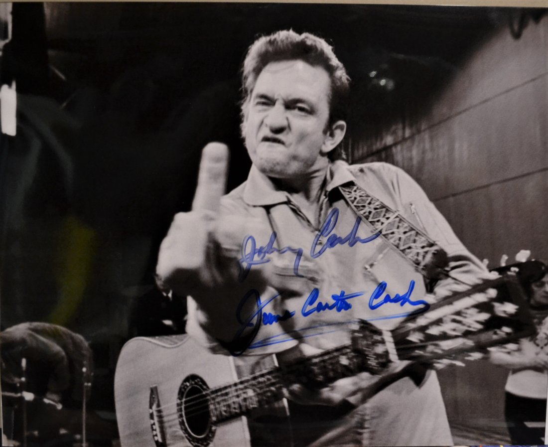 Johnny Cash Autograph , Johnny Carter June Carter Sign: Very Rare Autograph photo of the great Johnny Cash and June carter Cash this is a rare sign Photo.. June didn't like this photo much . Absolute beautiful sign photo you can not get this any longer and