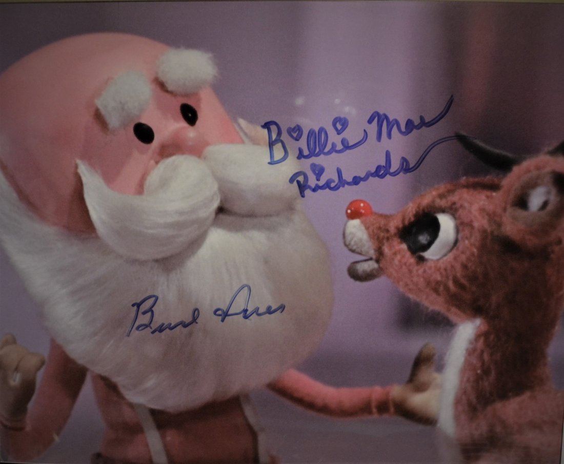 Rudolph Autograph Photo , Santa Sign Photo Burl Ives: Very Rare Autograph Transparency Film Photo Autograph by Burl Ives and Billie Mae Richards from Rudolph the rednose raindeer Absolute beautiful sign photo you can not get this any longer and a must ha