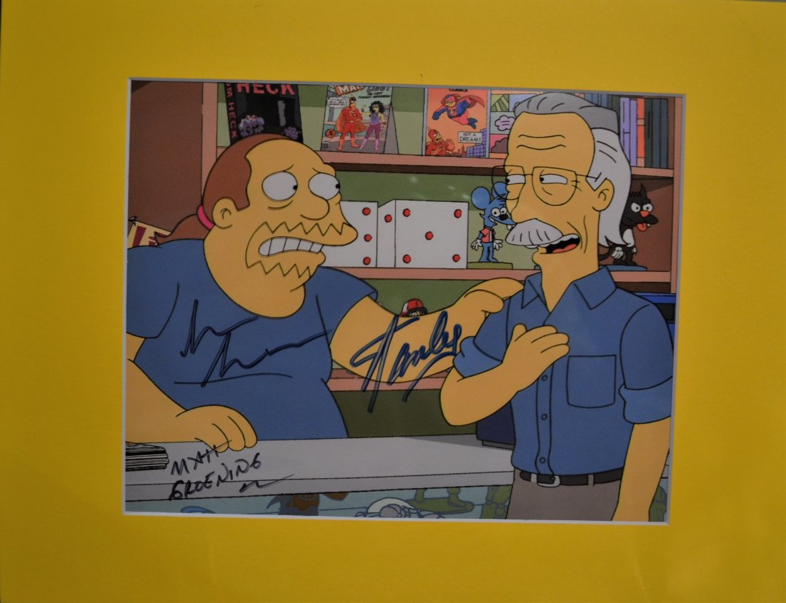 Simpsons Autograph Stan Lee Sign Photo . Stan Lee sign: Very Rare Autograph transparency Film Photo of the Simpsons Autograph By Stan Lee , Hank Azaria and Matt Groening , these are very rare and hard to find, Absolute beautiful sign photo you can not get 