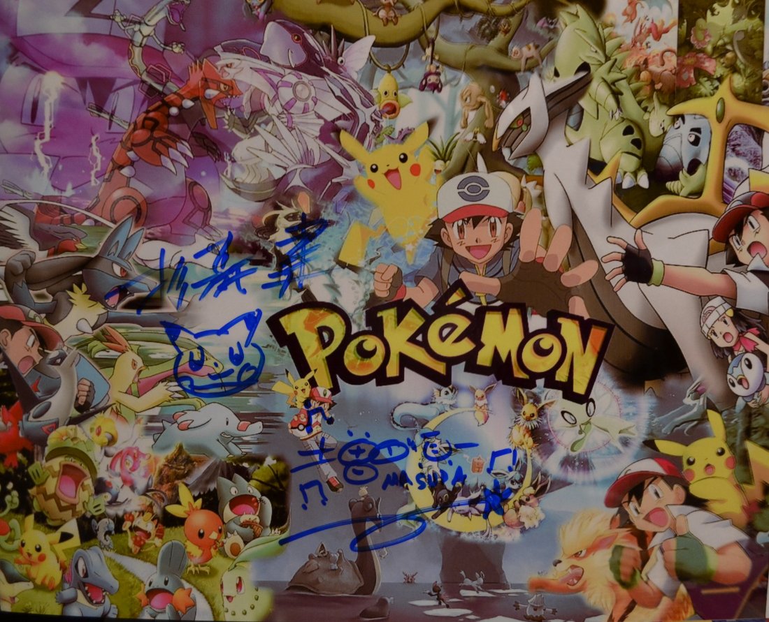 Pokemon Autograph . Pokemon Transparency Film Photp sig: Very Rare Autograph Photo of the creators of Pokémon Junichi Masuda , and Ken Sugimori beautiful transparency Film PhotoAbsolute beautiful sign photo you can not get this any longer and a must have a