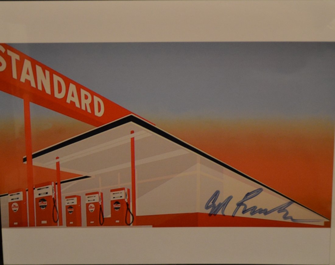 Ed Ruscha Autograph Print. Ed Ruscha Signature Print: Very Rare Autograph Photo of Artist Ed Ruscha , these prints are fantastic , Ed is a very hot artist right now.. Absolute beautiful sign photo you can not get this any longer and a must have all items