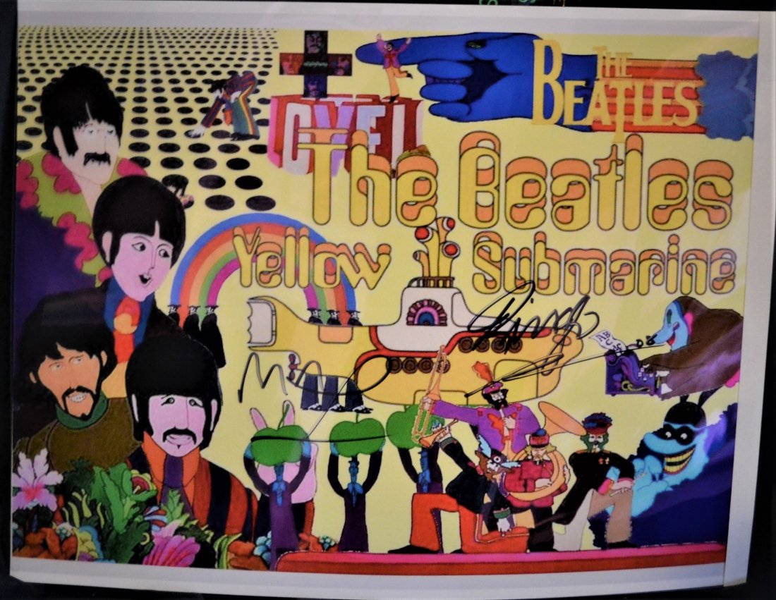 Peter Max Autograph Beatles, Ringo Autograph Beatles: Very Rare Autograph Photo of Artist Peter Max and Ringo from the Beatles, these transparency sign Beatles items are very rare , we have only seen a few of them. Ringo will no longer sign anything.. on