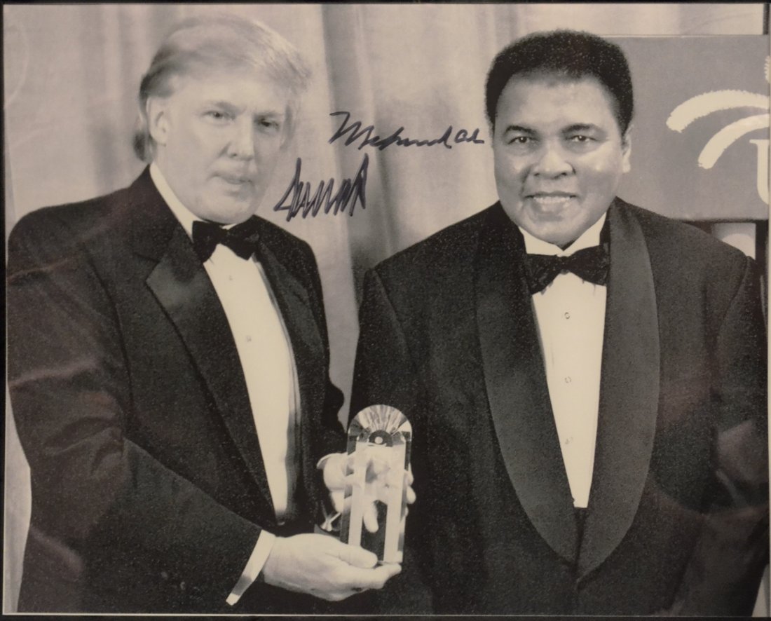 Donald Trump and Muhammad Ali Autograph Photo: Very Rare Autograph Photo from 2001 humanitarian award for United Cerebral Palsy . these are rare and very hard to find.. sign by Donald trump and Ali .. we have never seen another one.. item will be 