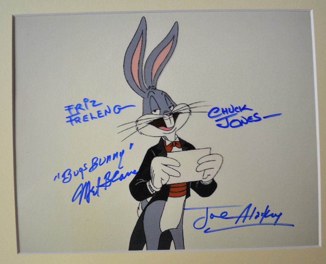 Bugs Bunny Sign Film Photo , Bugs Bunny Autograph Photo: Very Rare Autograph , this is a beautiful very tough autograph photo is sign by these transparency film photos are rare , sign by mel blanc, joe alesky , friz freling, chuch jones Absolute beautiful s