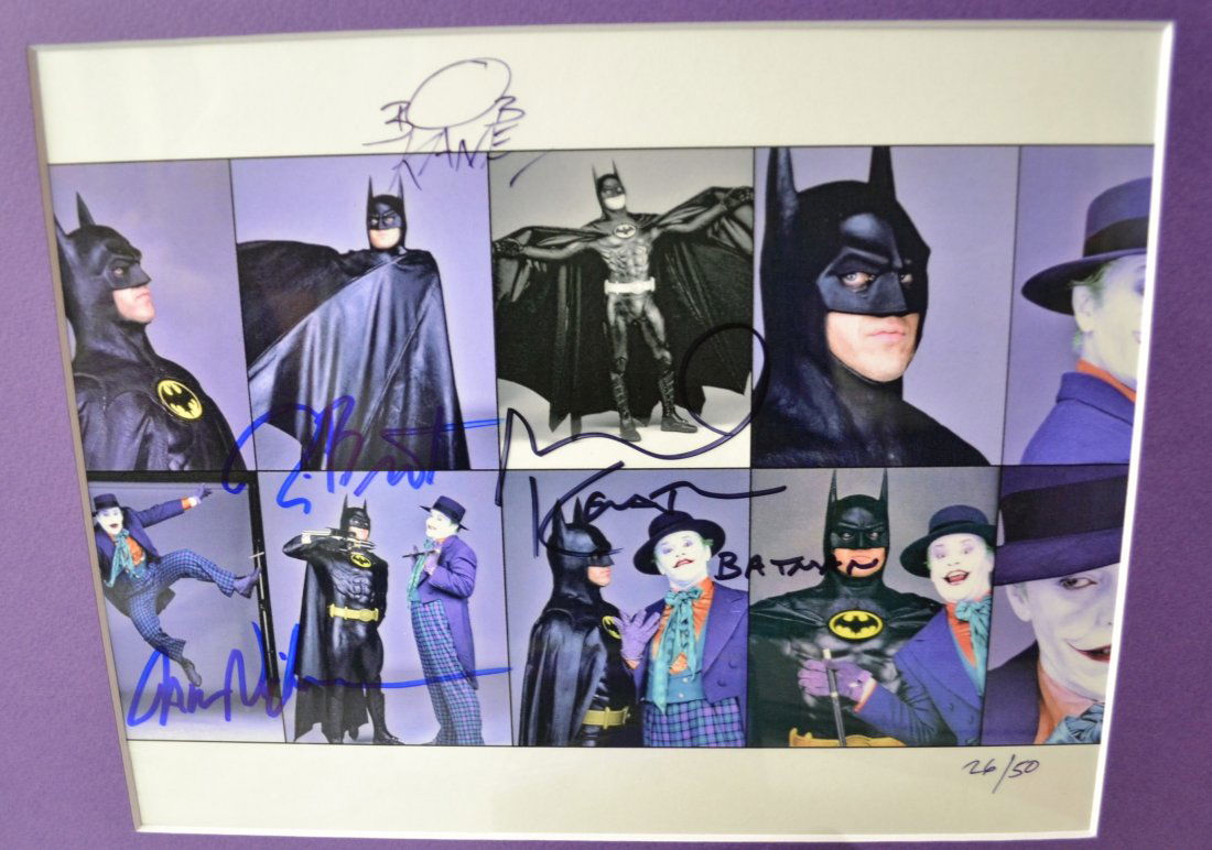 Batman Autograph Tim Burton Transparency Film Photo: Very Rare Autograph , this is a beautiful very tough autograph photo is sign by jack nickolson, tim burton, bob kane, michael keaton ony 50 ever sign Absolute beautiful sign photo you can not get this