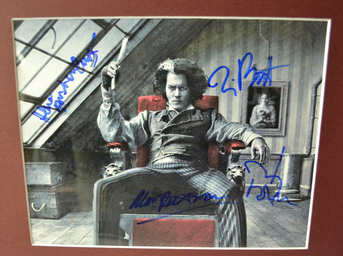 Sweeny Todd Autograph , Tim Burton Sign Johnny Depp: Very Rare Autograph, this is a beautiful very tough autograph photo is sign by johnny depp , tim burton, alan rickman, helena b carter , very tough to find Absolute beautiful sign photo you can not ge