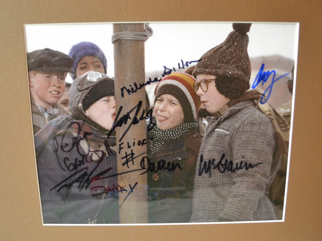 A Christmas Story Sign Cast. Christmas Story Autograph: Very Rare Autograph , this is a beautiful very tough autograph photo is sign by the cast of a christmas story, sign by melinda dillon, darren mcgavin, ian petrella , peter billingsley, scott schwartz 