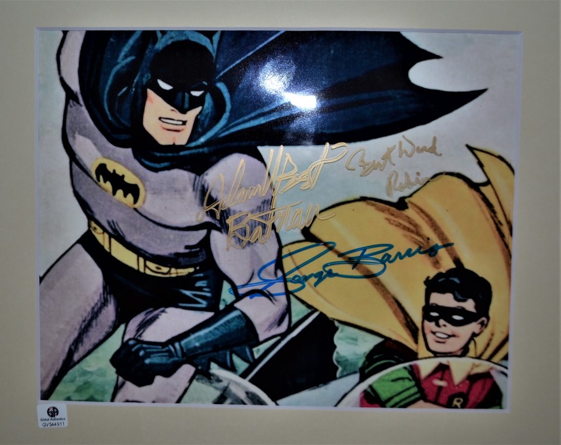 batman and robin autograph Photo , george barris: Please read this auction is for 14 year old Dominic Todd Dominic has a rare Cancer Tumor called Chordoma ini -1 Tumor all proceeds go to Dominic for Meds, travel to and from Children's Hospitals and s