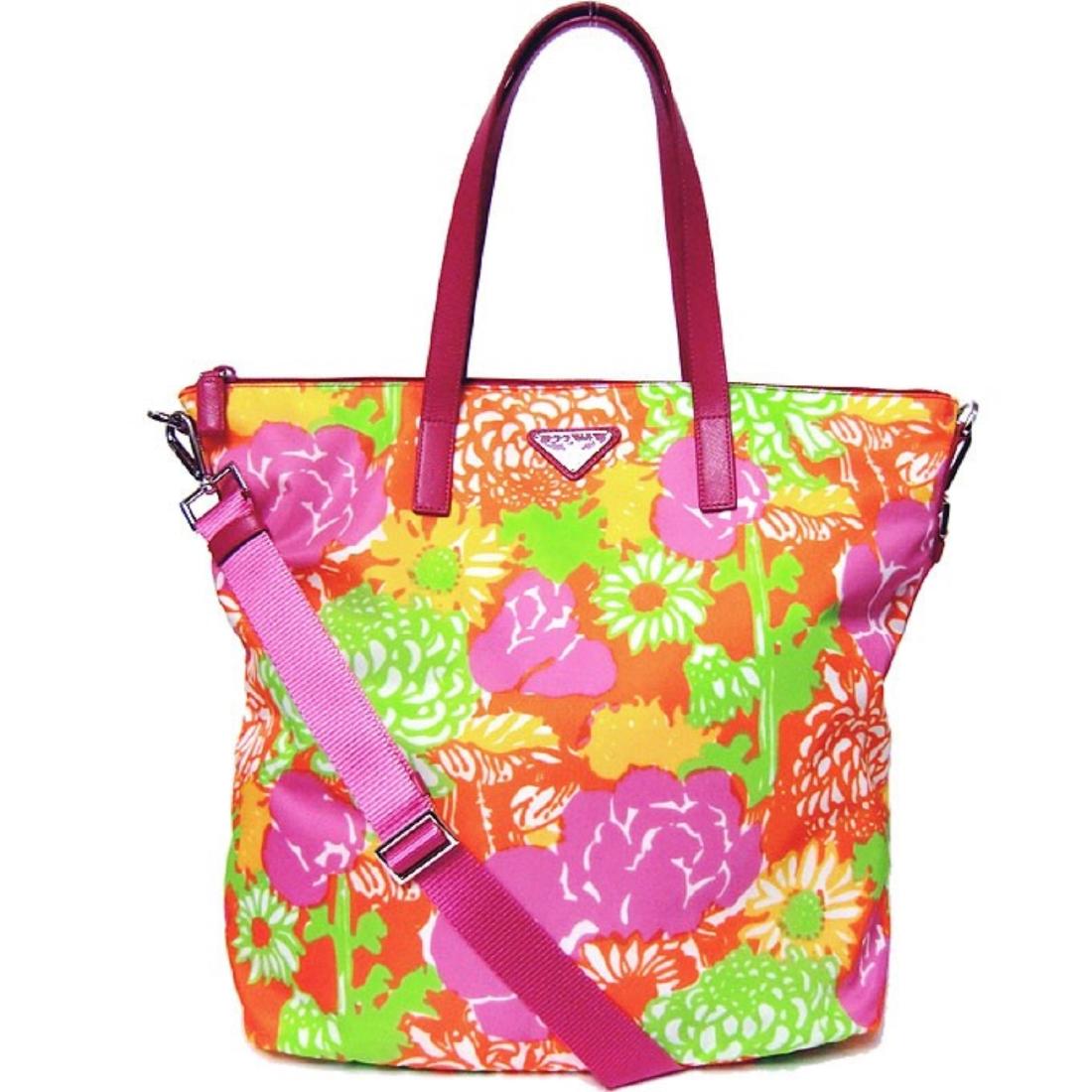 Prada Printed Nylon Tote - B4696F - Orange/pink/green (1 of 1)