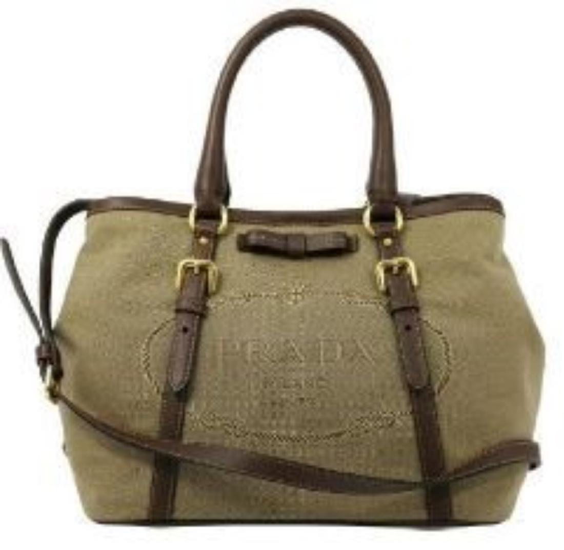 PRADA Jacquard Logo Tote Corda Bruciato (1 of 1)