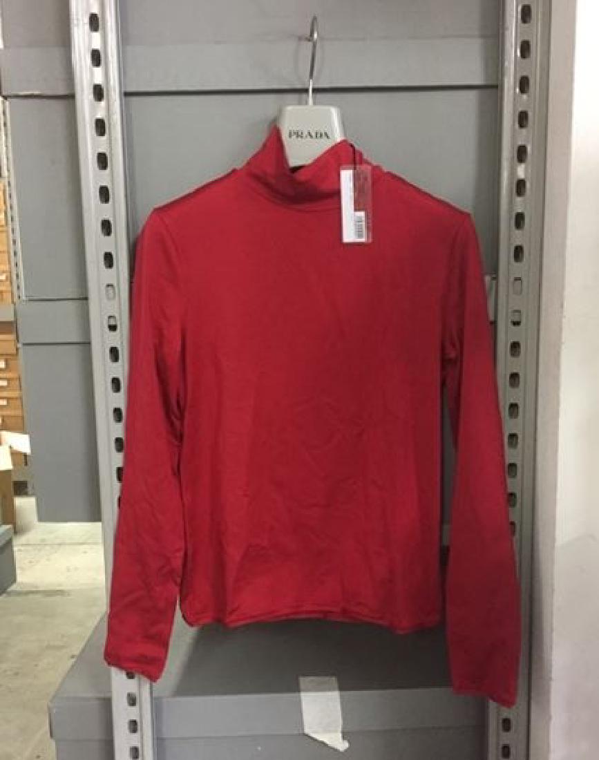 PRADA RED/CERISE SILK TURTLENECK  - SIZE SMALL (1 of 1)