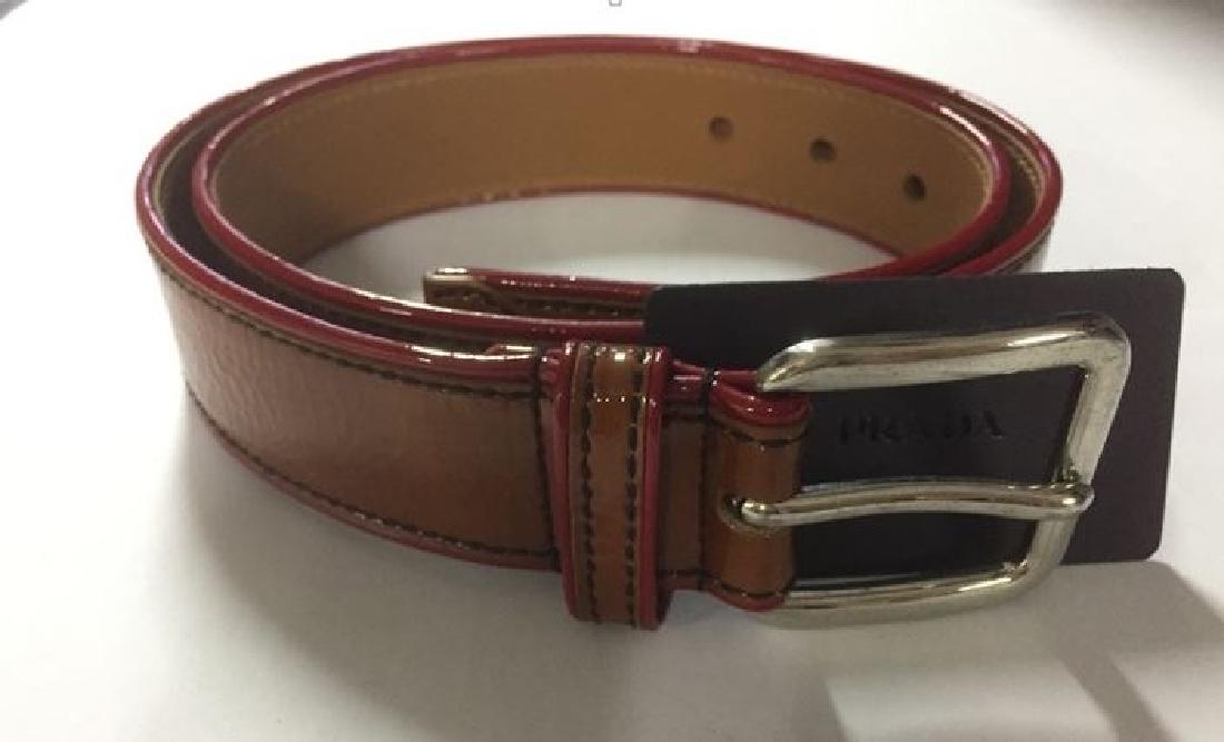 Prada two tone ladies leather belt ink/red (1 of 1)
