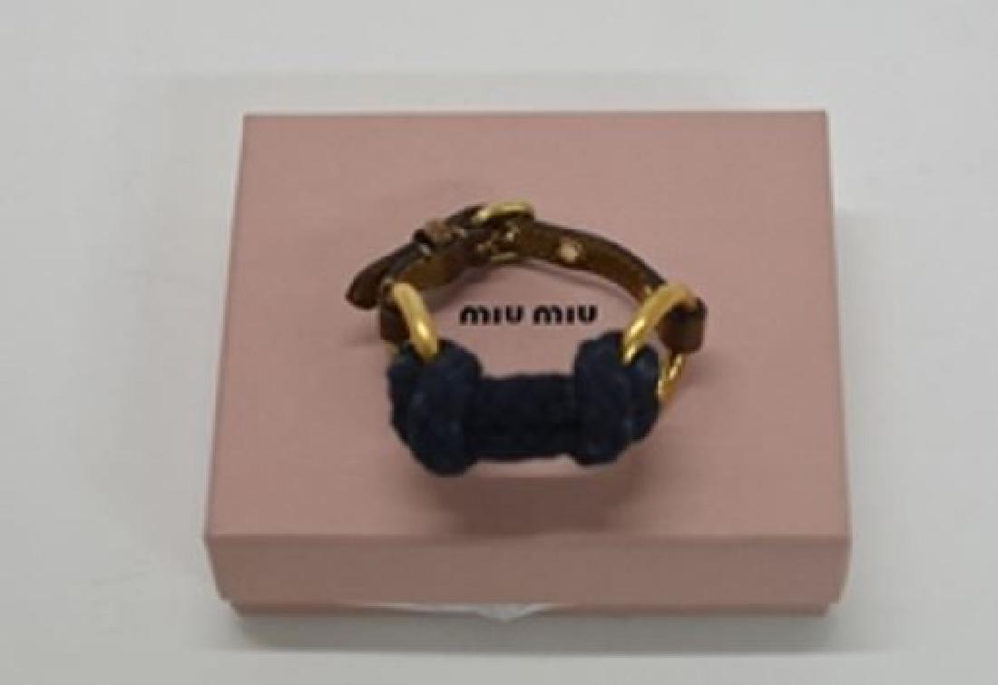 NEW  Miu  Miu Leather bracelet with Gold tone hardware (1 of 1)