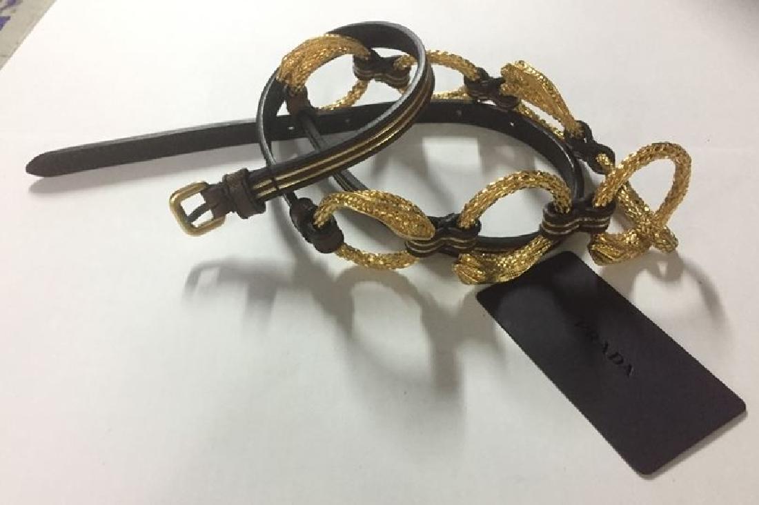 Prada women's black/gold accent calf leather belt (1 of 1)