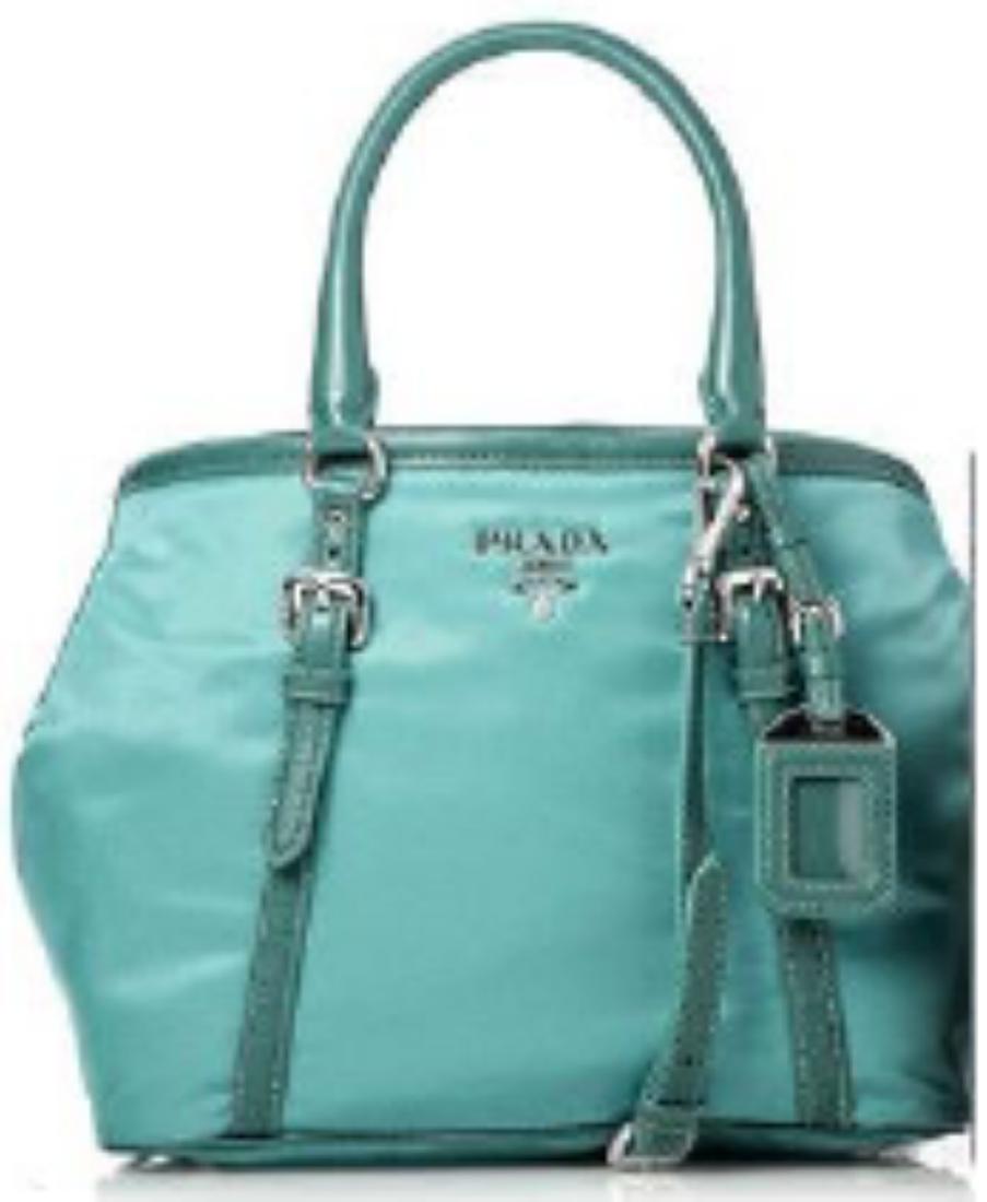 NEW  PRADA Jacquard Logo Tote Turquoise/Turquoise (1 of 1)