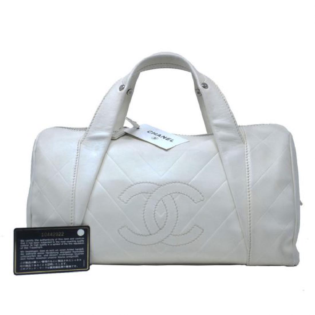 Vintage Chanel CC White Leather Handbag (1 of 11)