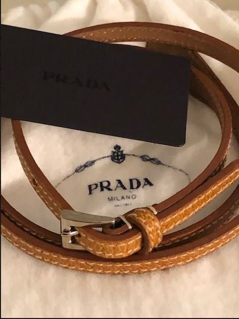 Prada Women's Narrow Leather Belt: Brand: Prada Narrow Women's Leather Belt NEW WITH TAGS AUTHENTICITY CARD, DUSTBAG size: 80 Color:Cuoio/Tan