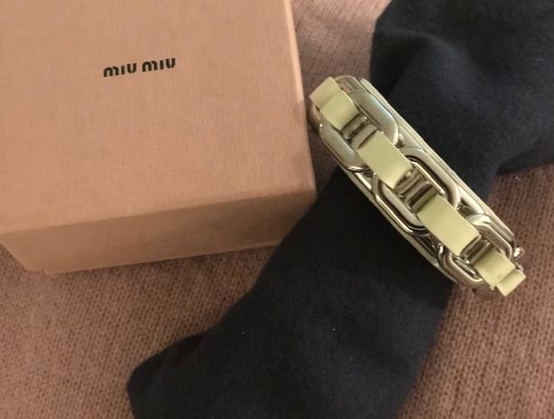 Miu Miu Leather/chain bracelet: Brand: Miu Miu Style: Leather/Chain Bracelet Size: Small Made in Italy Comes with Authenticity Card in box