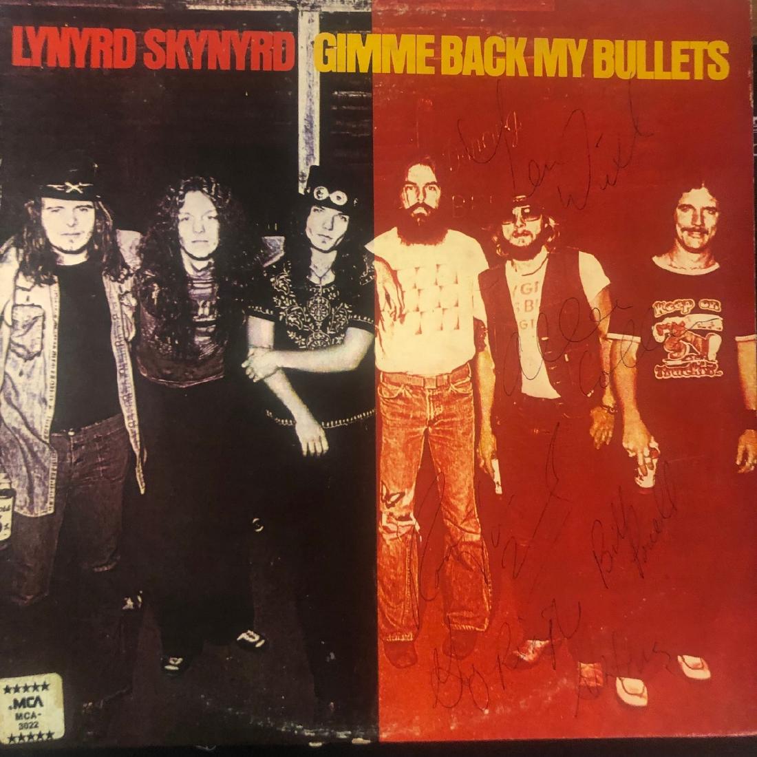 Signed Lynyrd Skynyrd Gimme Back My Bullets Album: Signed by Ronnie Van Zant, Allen Collins, Leon Wilkeson, Gary Rossington, Billy Powell, Ed King, Bob Burns