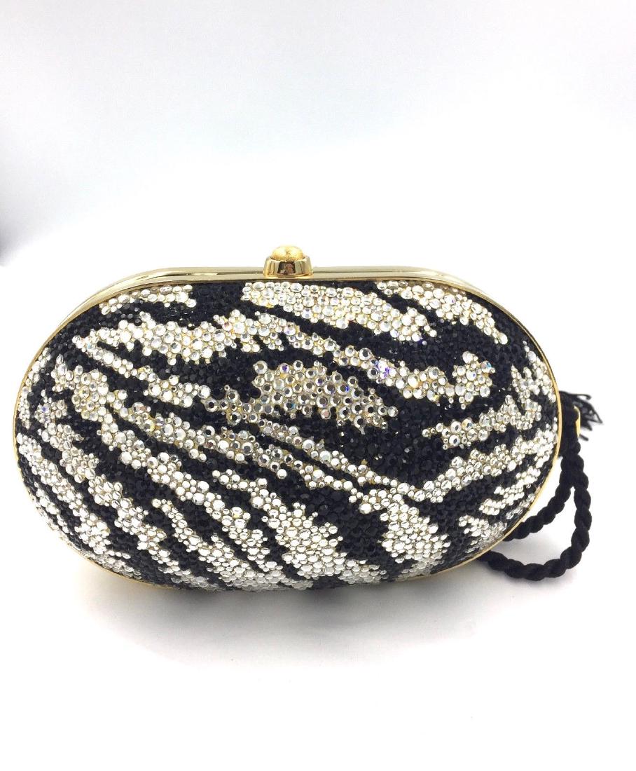 Judith Leiber crystal clutch: Brand:Judith Leiber Color:Black & White Pattern:Animal Print Style:Clutch Measures: Size:Small Length:7 Height:4 Depth:3 Shoulder Drop:15 Comes complete with dust bag. Condition: Excellent/Gently Love