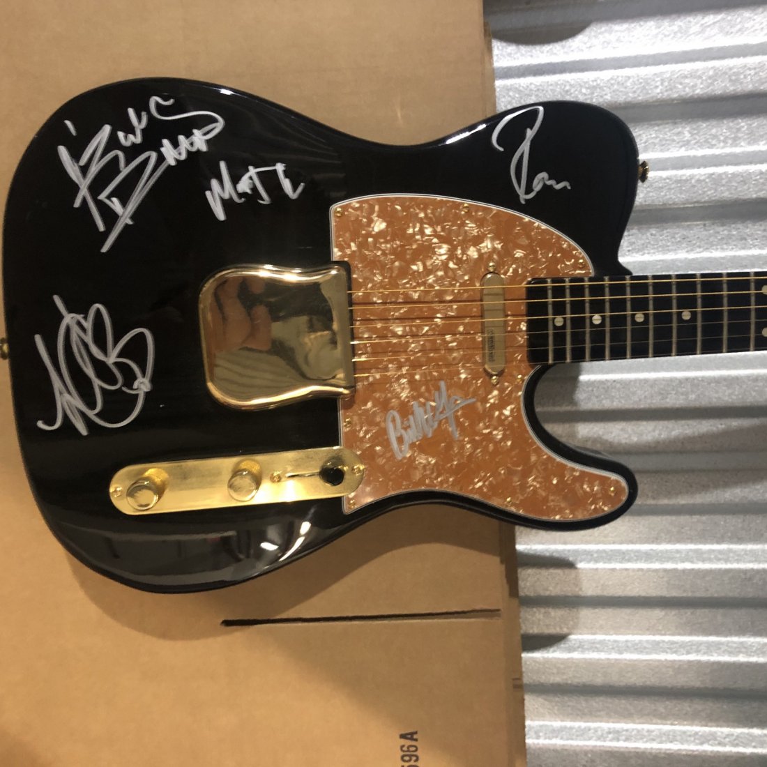 Signed Rolling Stones Guitar: Signed by Mick Jagger, Keith Richards, Ronnie Wood, Bill Wyman, and Charlie Watts