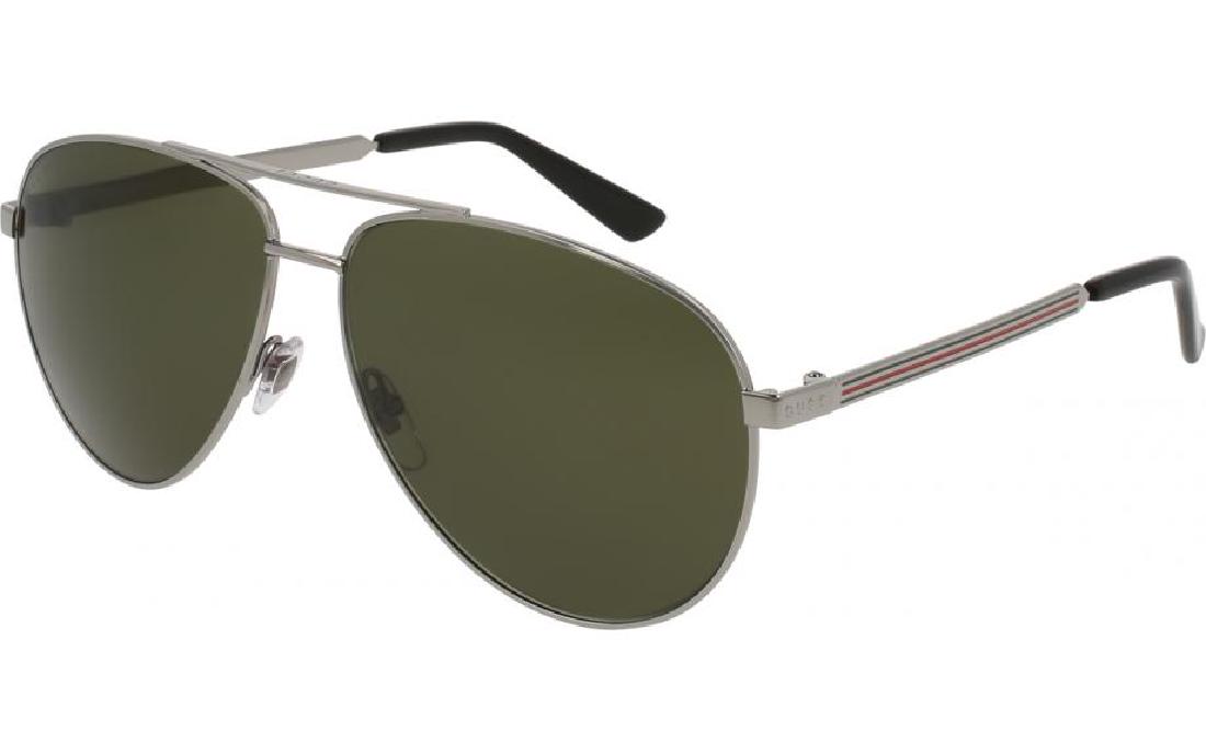 Gucci Sunglasses: GENDER Mens SIZE M FRAME Silver LENS Green PRODUCTS NAME Gucci Sunglasses GG0137S MANUFACTURERS CODEGG0137S 003 61 SHADE STATION CODE 63454 LENS SIZE61mm ARM SIZE140mm BRIDGE SIZE13mm FRAME MATERIAL M