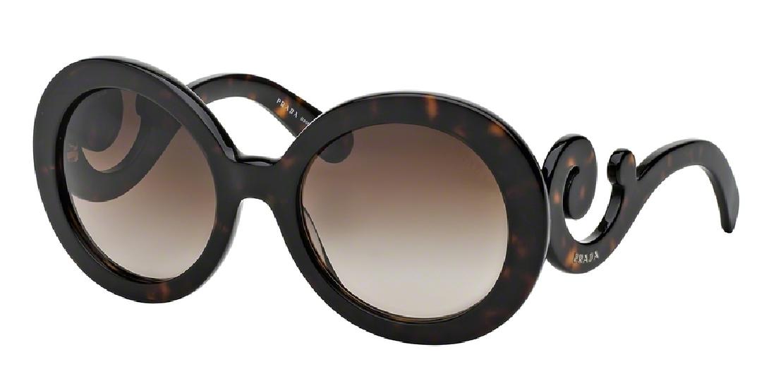 Prada Sunglasses: PRADA PR 27NS MINIMAL BAROQUE Frame Color: 2AU6S1 Havana Lens Color: Brown Gradient Polarized Lens: No Prescription Capable: Yes Frame Shape: Round Frame Material: Plastic Gender: Women's Lens Width: