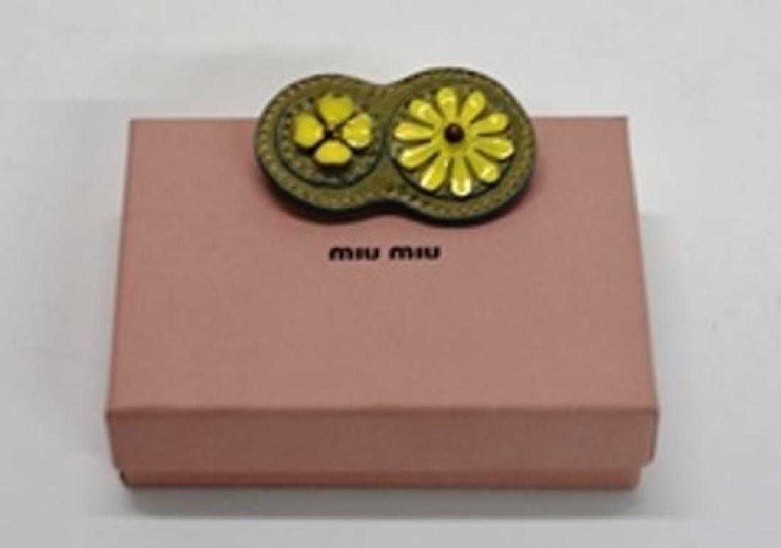Miu Miu Lambskin Pin: Brand: Miu Miu Style: NAPPA FLOWER Color: Limon Made in Italy Materials: 100% Lambskin