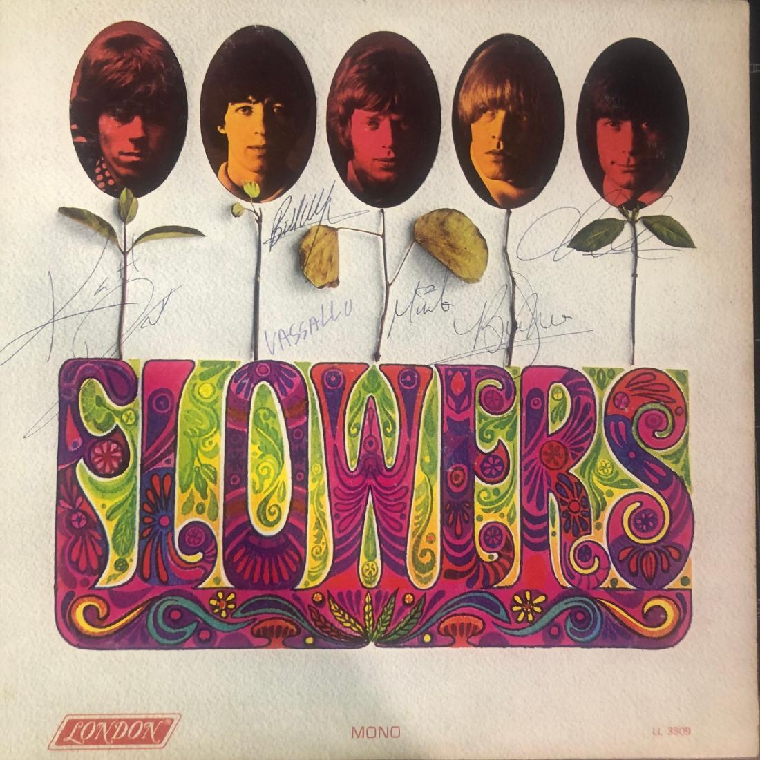 Signed Rolling Stones Flowers Album - Brian Jones: Signed by Brian Jones, Mick Jagger, Keith Richards, Bill Wyman, and Charlie Watts