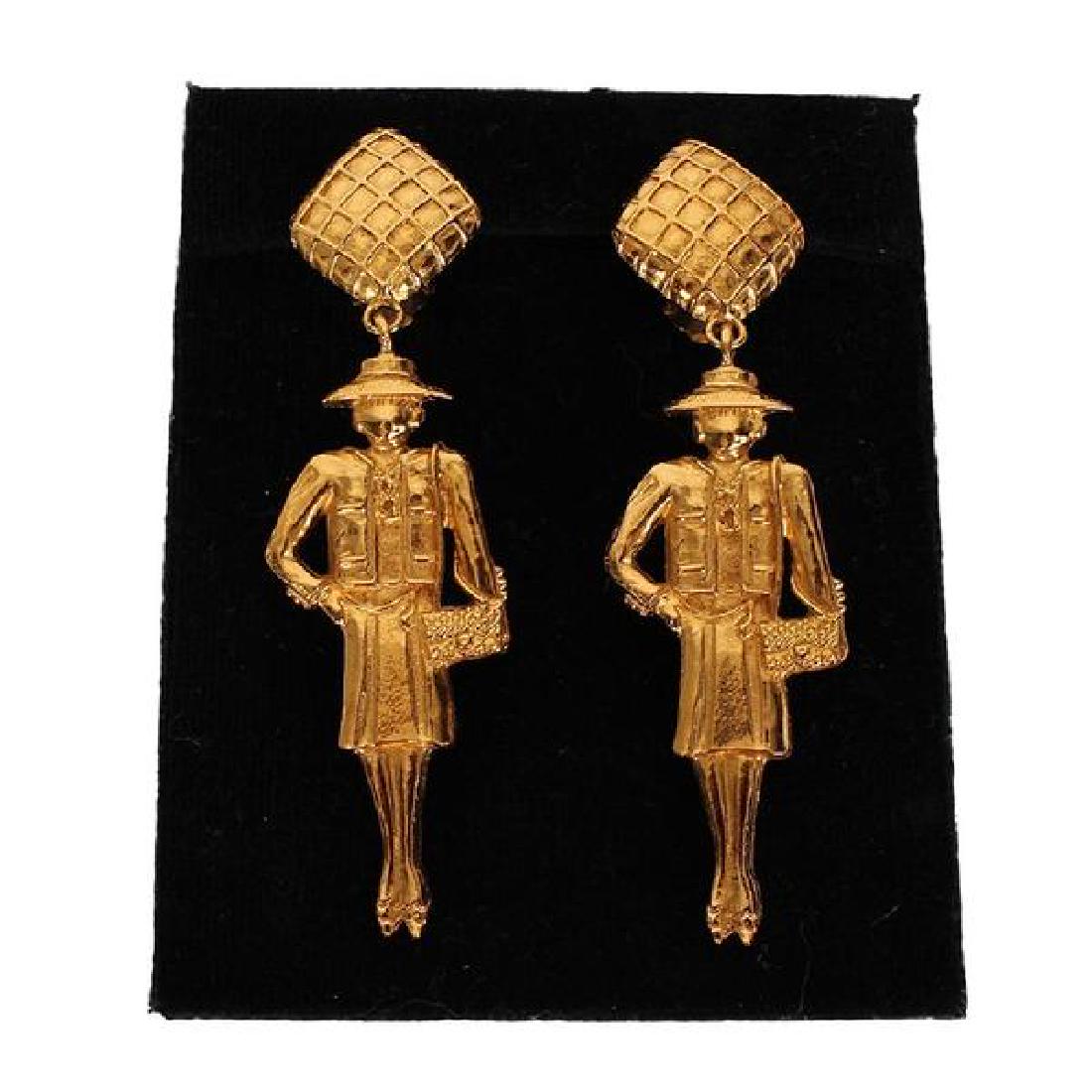 Vintage Chanel Gold Mademoiselle Earrings (1 of 9)
