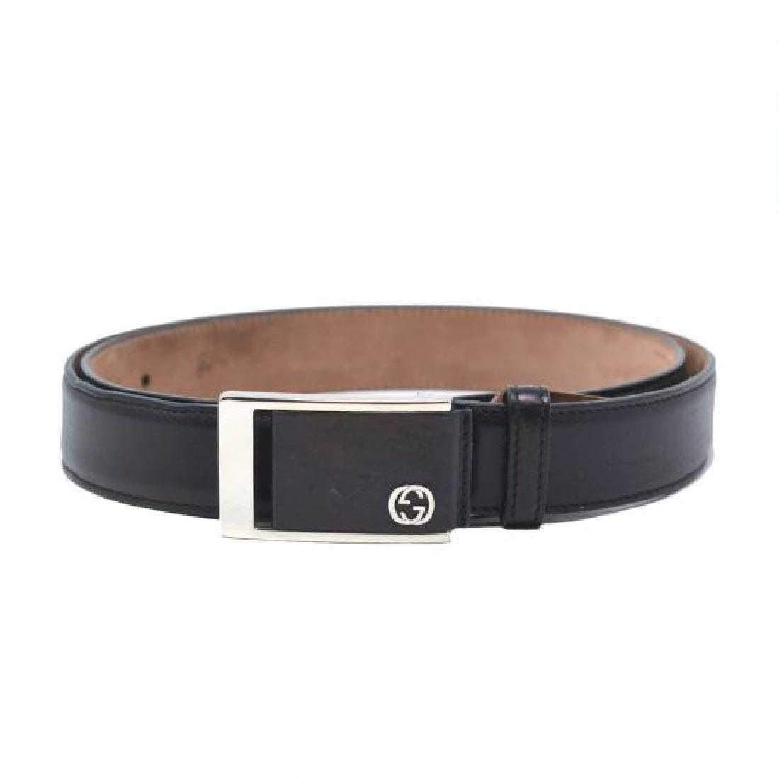 Gucci Silver Belt Buckle and Belt (1 of 11)