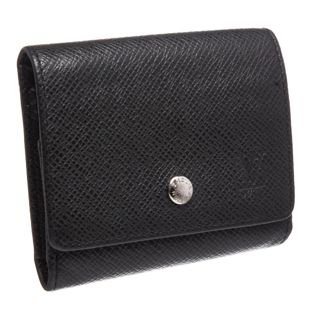 Louis Vuitton Black Taiga Leather Coin Purse Compact (1 of 8)