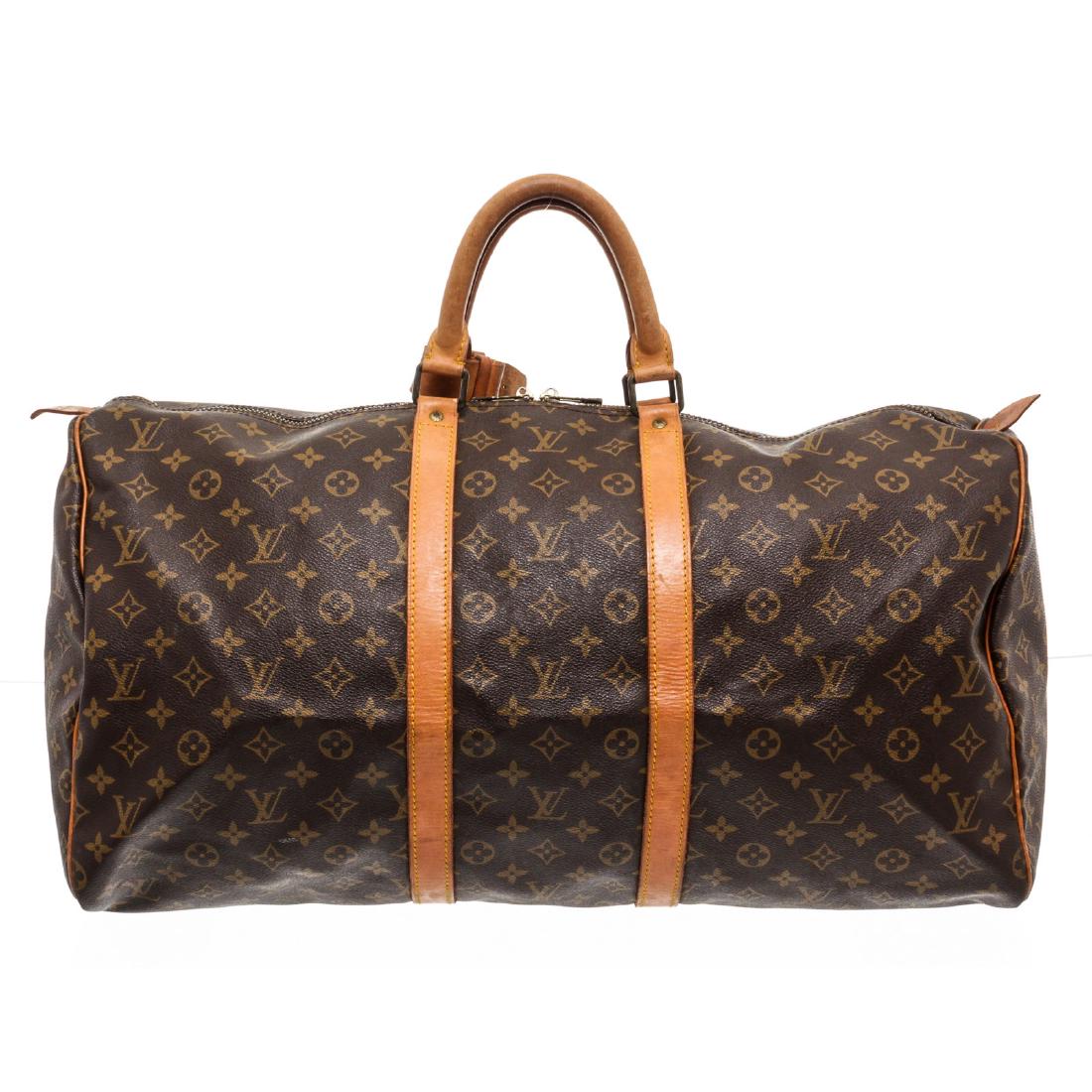Louis Vuitton Monogram Canvas Leather Keepall 55 cm (1 of 9)