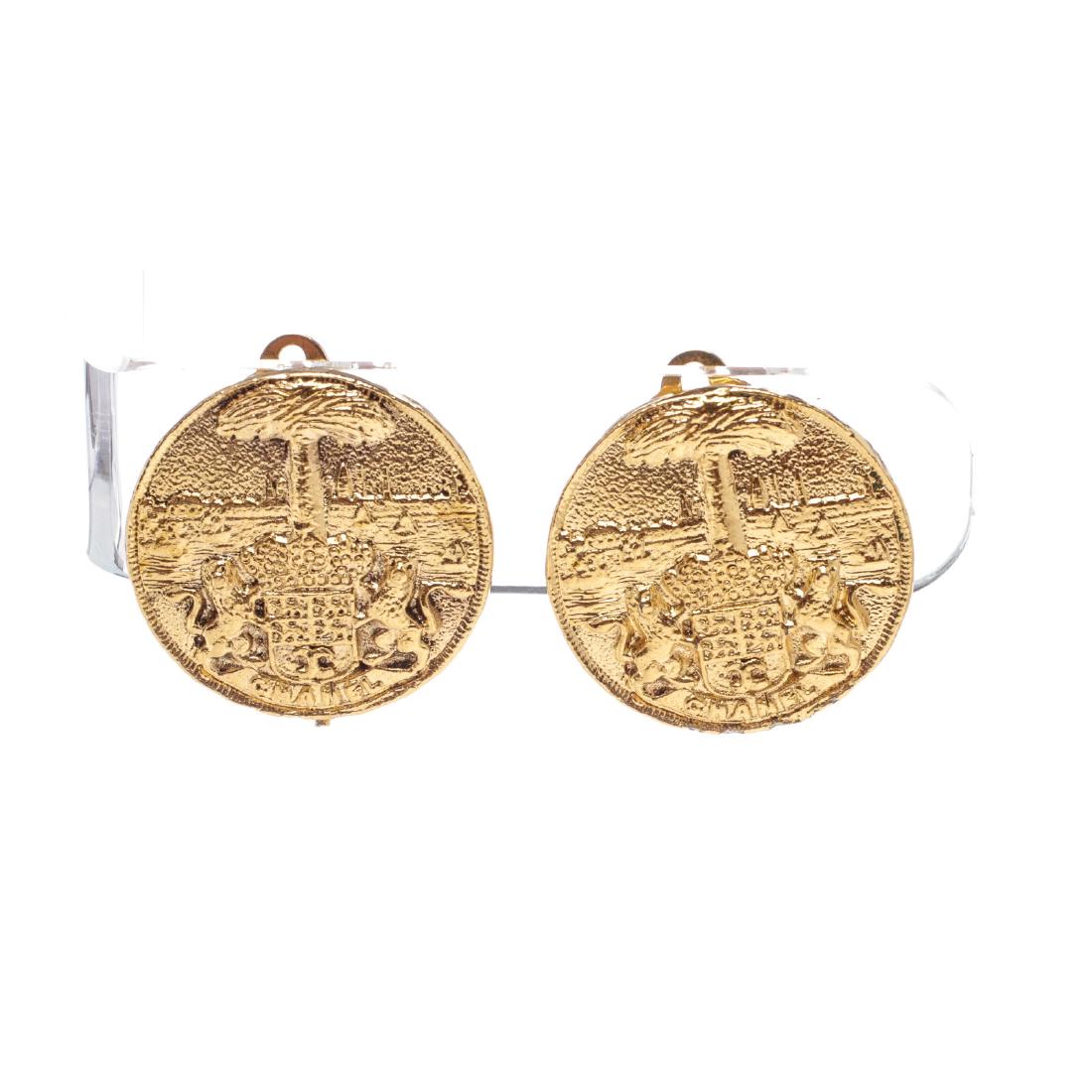 Chanel Medallion Clip On Disc Earrings (1 of 7)