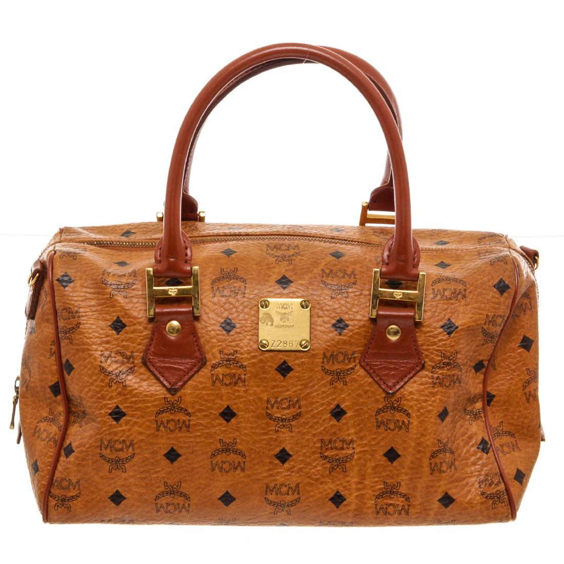 MCM Tan Cognac Visetos Brown Leather Trim Vintage (1 of 5)