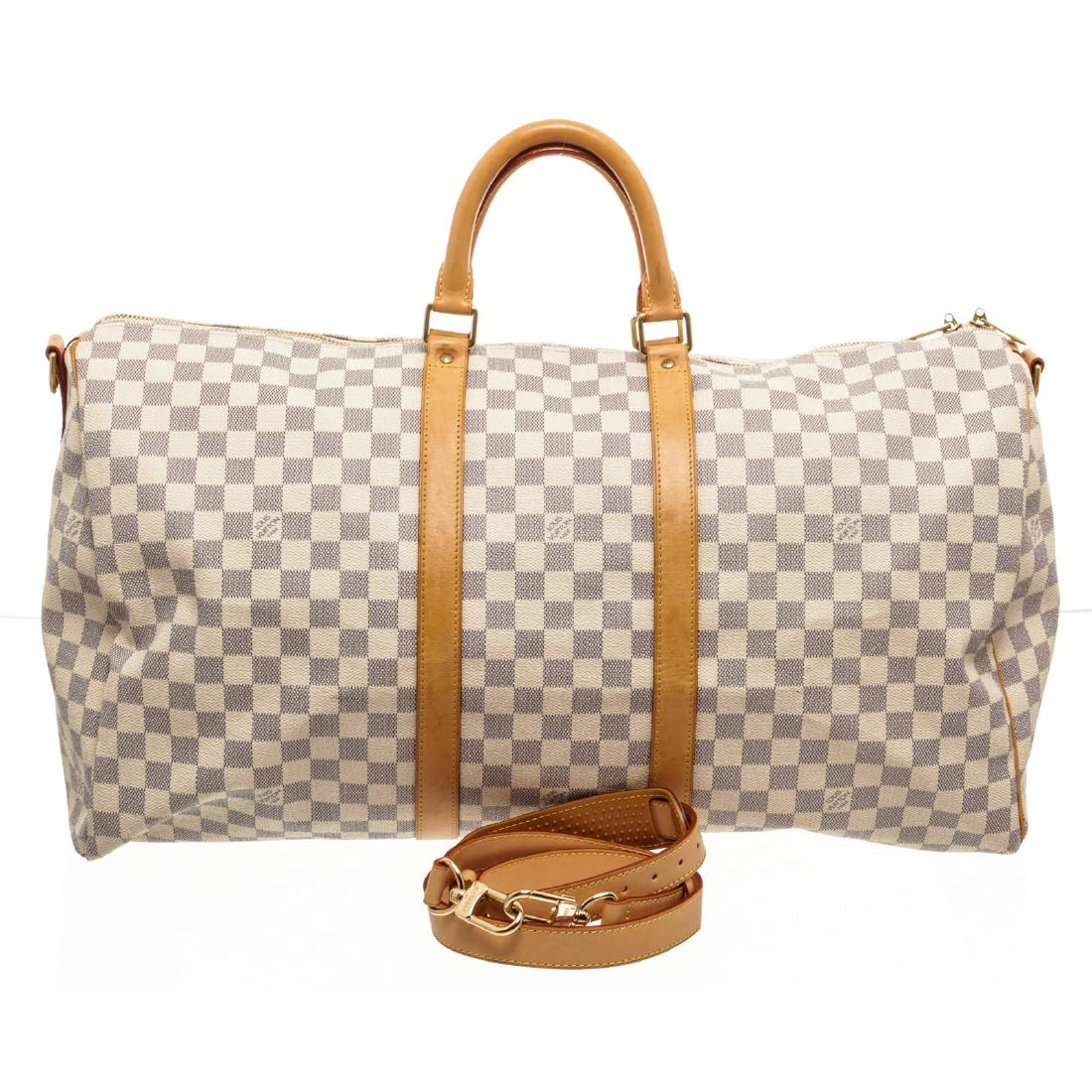 Louis Vuitton Damier Azur Canvas Leather Keepall 55 cm (1 of 9)
