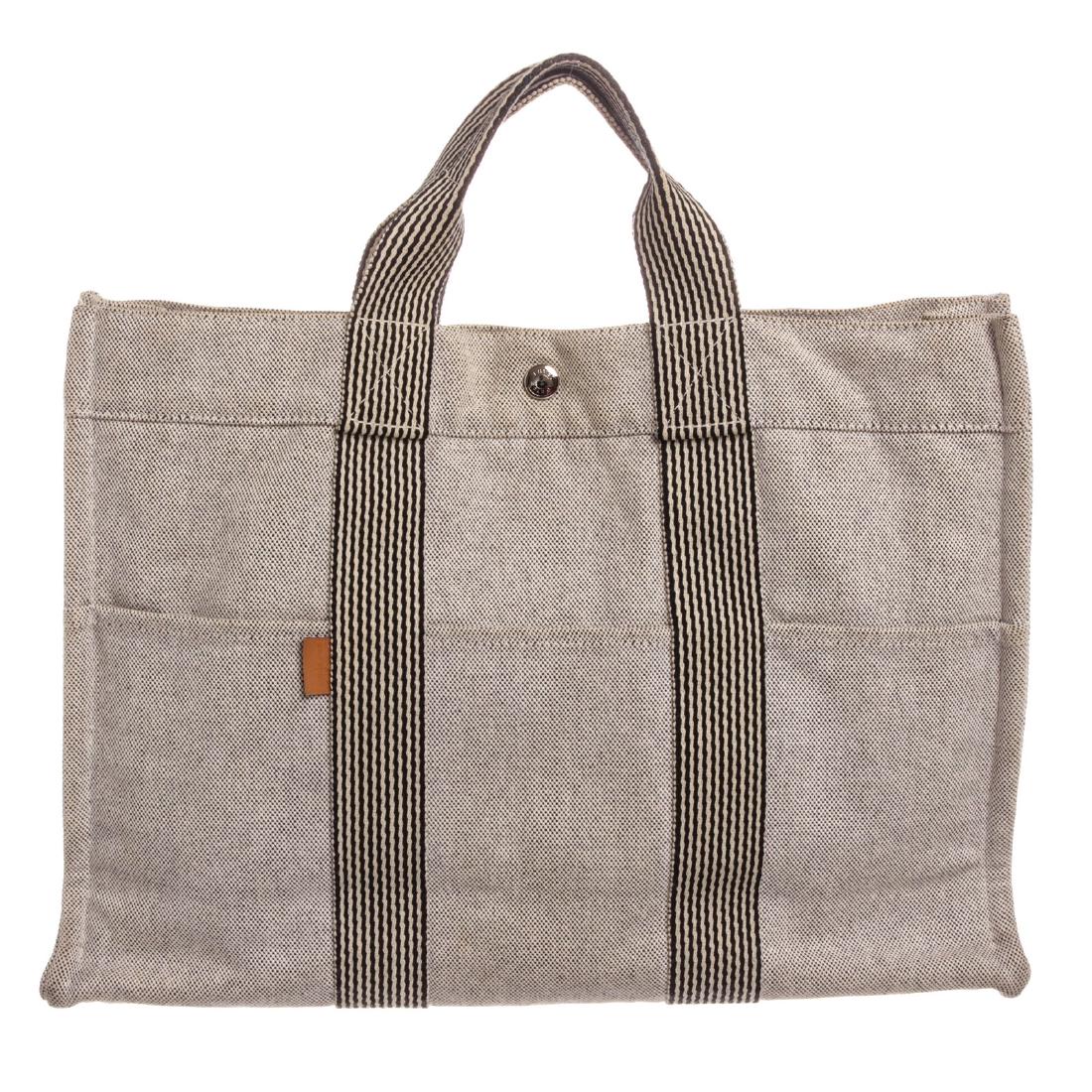 Hermes Light Gray Canvas Fourre Tout MM Tote Bag (1 of 8)