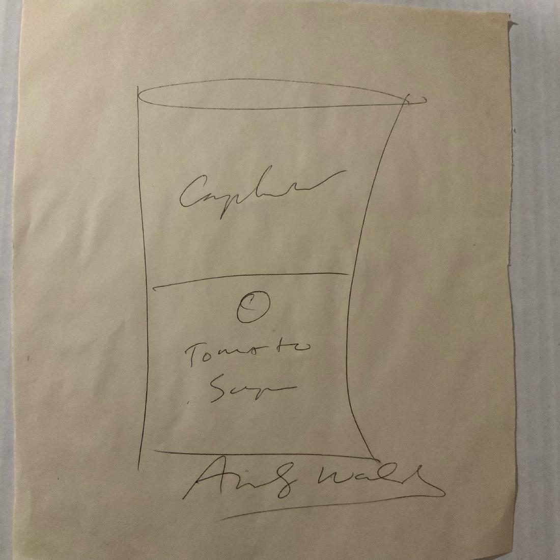 Signed Andy Warhol Campbellâ€™s Tomato Soup Sketch (1 of 1)