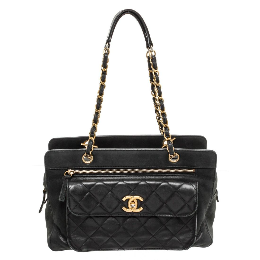 Chanel Black Vintage Quilted Leather CC Shoulder Bag (1 of 7)