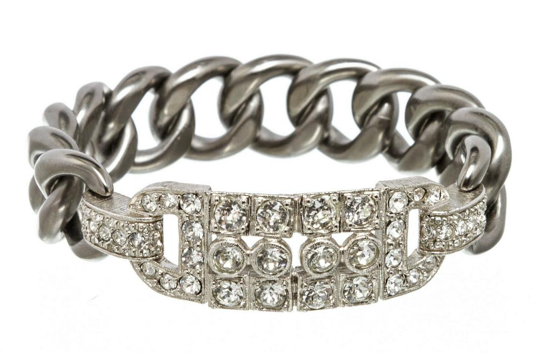 Chanel Ruthenium Deco Crystal Chain Bangle Cuff (1 of 9)